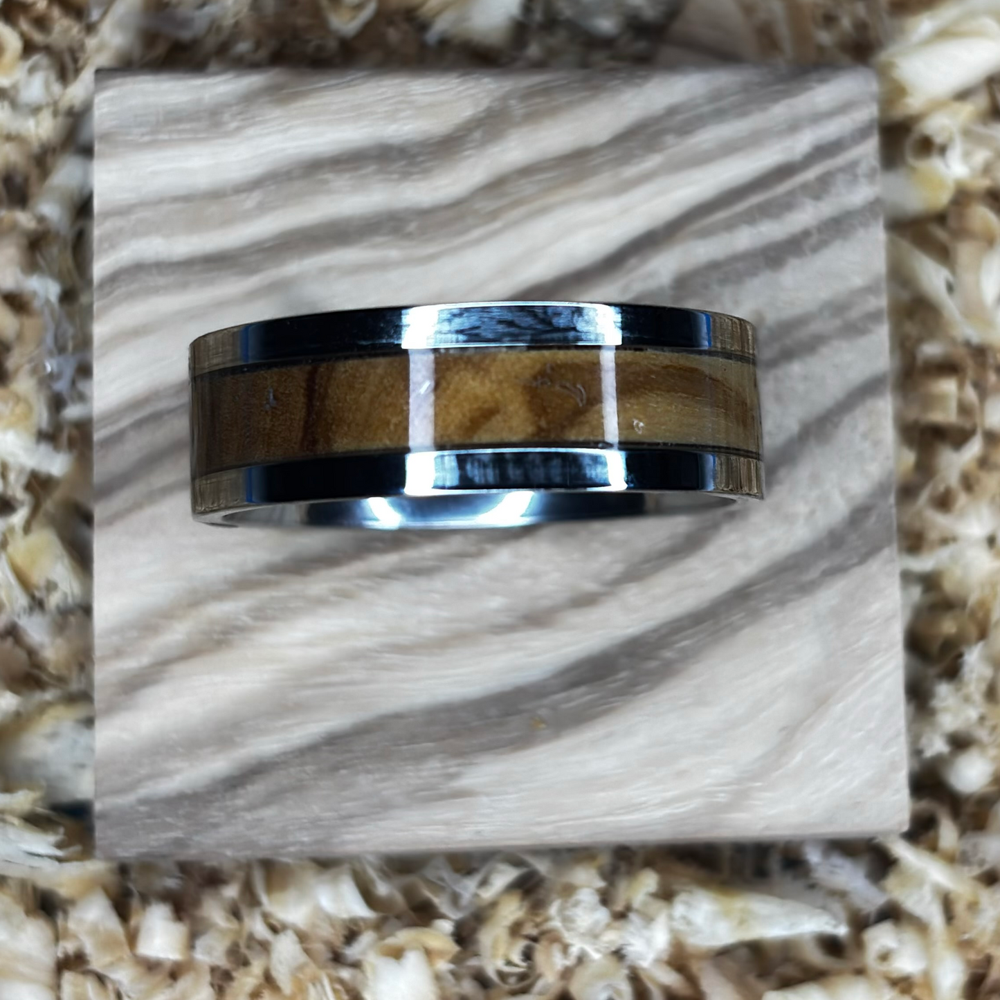 Olivewood Ring (Stainless Steel) Size 12 FREE SHIPPING