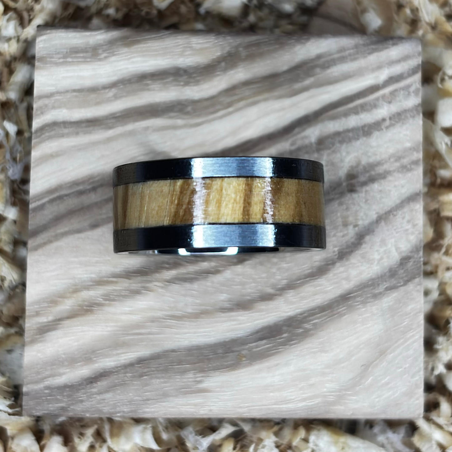 Olivewood Ring (Stainless Steel) Size 6 FREE SHIPPING