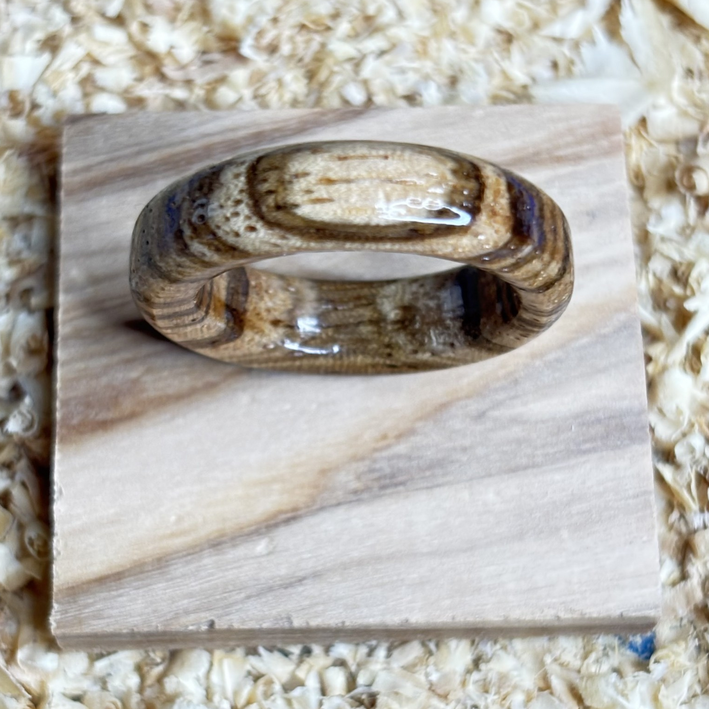 Zebra Wood Ring (Solid Wood) Size 9.5 FREE SHIPPING