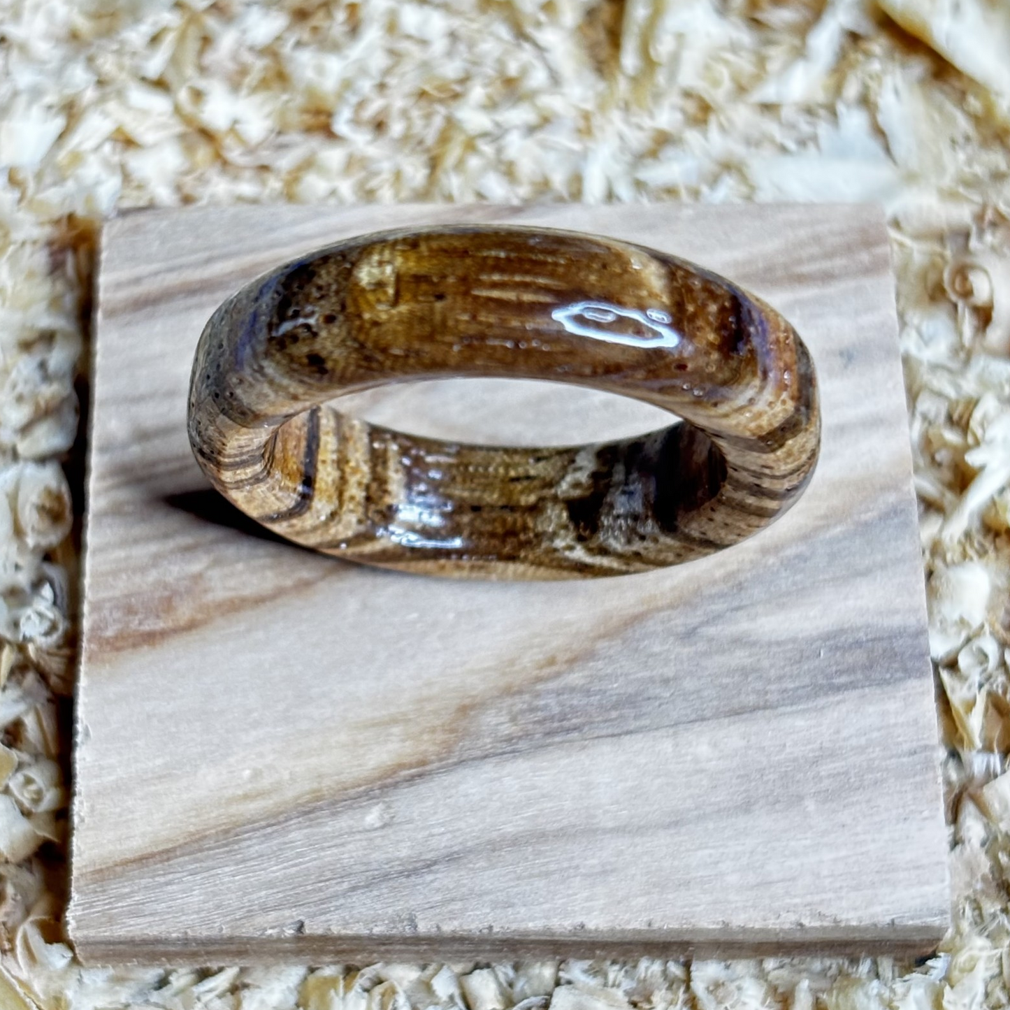 Zebra Wood Ring (Solid Wood) Size 9.5 FREE SHIPPING