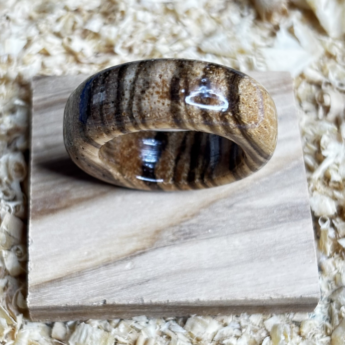 Zebra Wood Ring (Solid Wood) Size 8.5 FREE SHIPPING