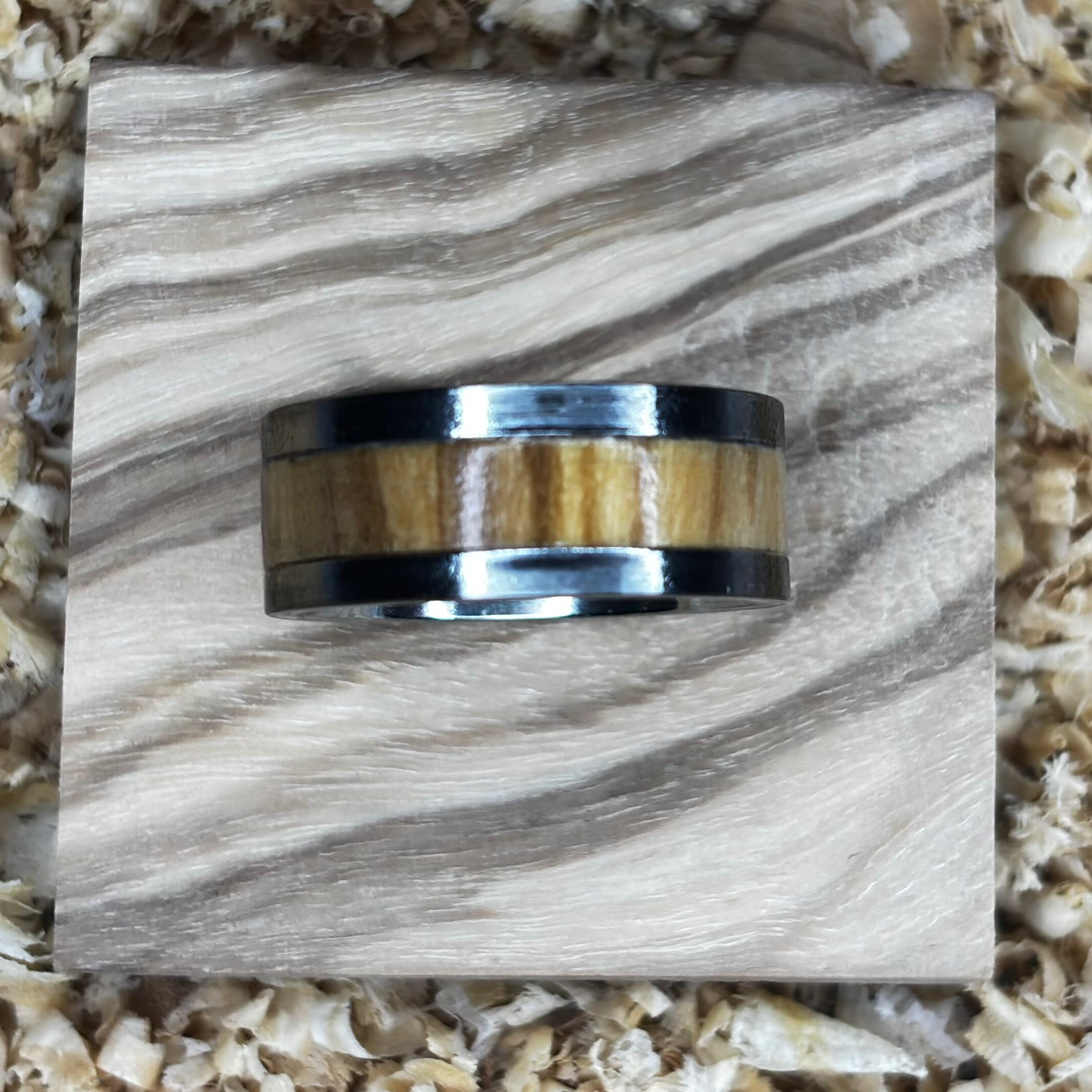 Olivewood Ring (Stainless Steel) Size 7 FREE SHIPPING