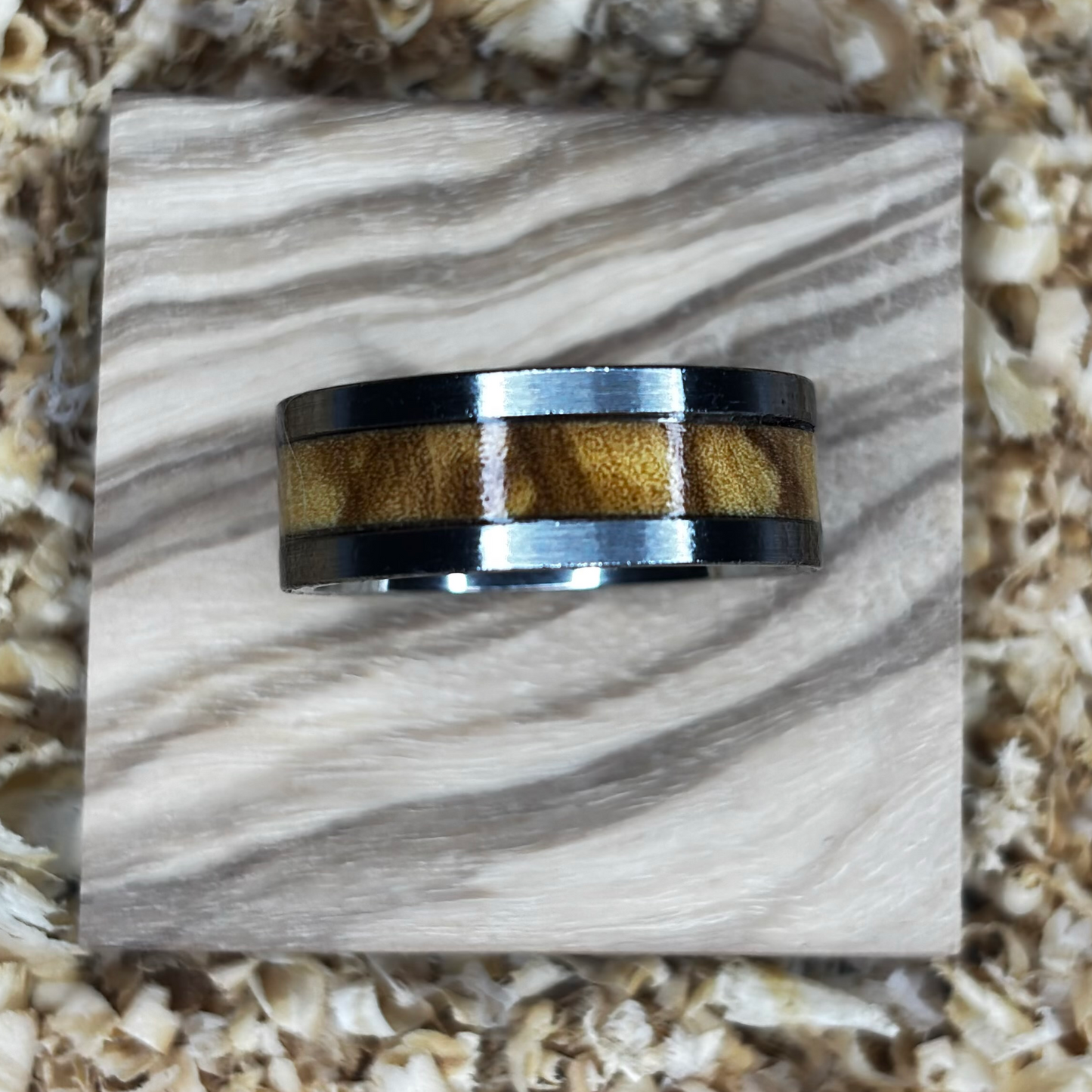 Olivewood Ring (Stainless Steel) Size 9 FREE SHIPPING