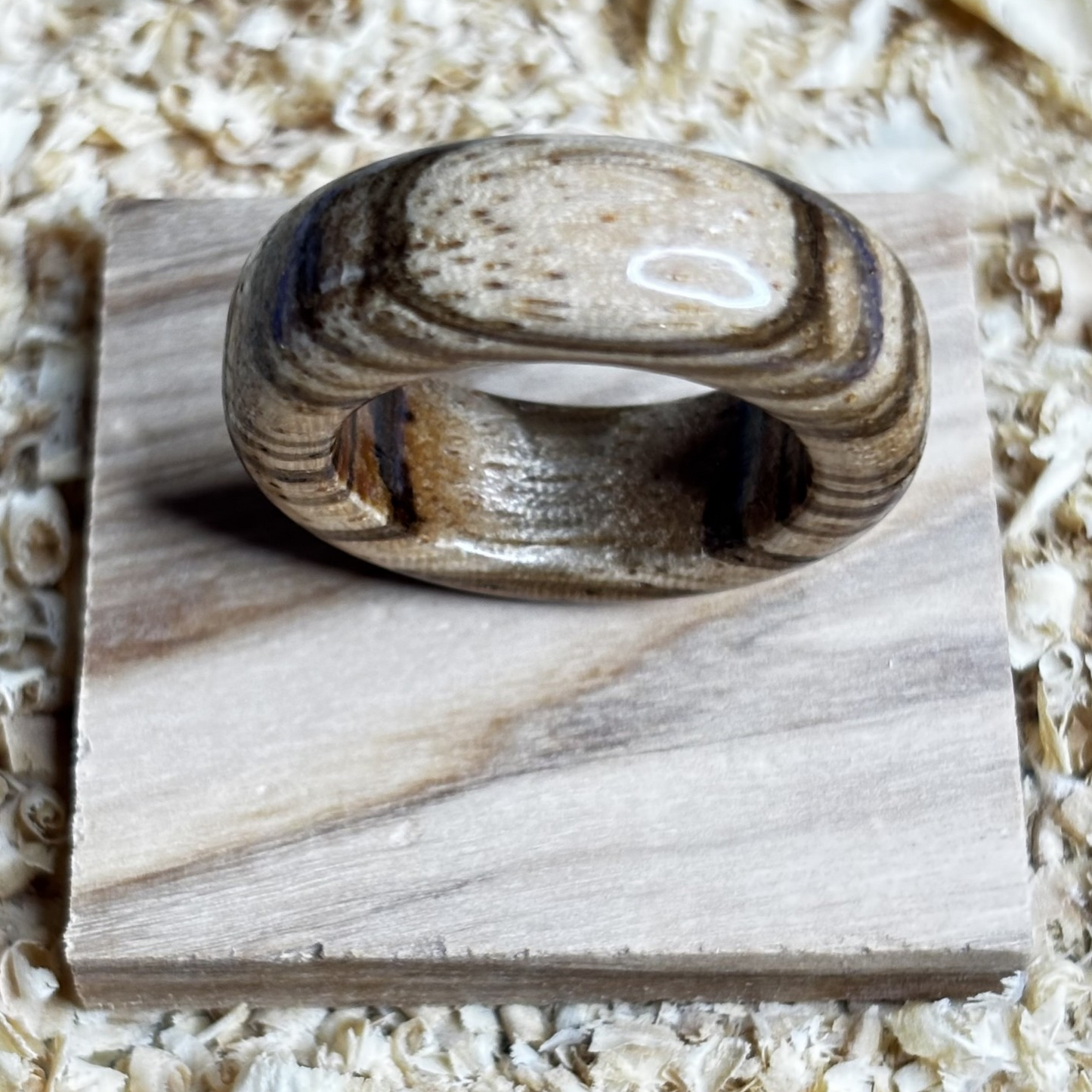 Zebra Wood Ring (Solid Wood) Size 8.5 FREE SHIPPING