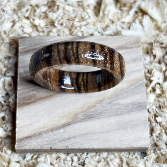 Zebra Wood Ring (Solid Wood) Size 9.5 FREE SHIPPING