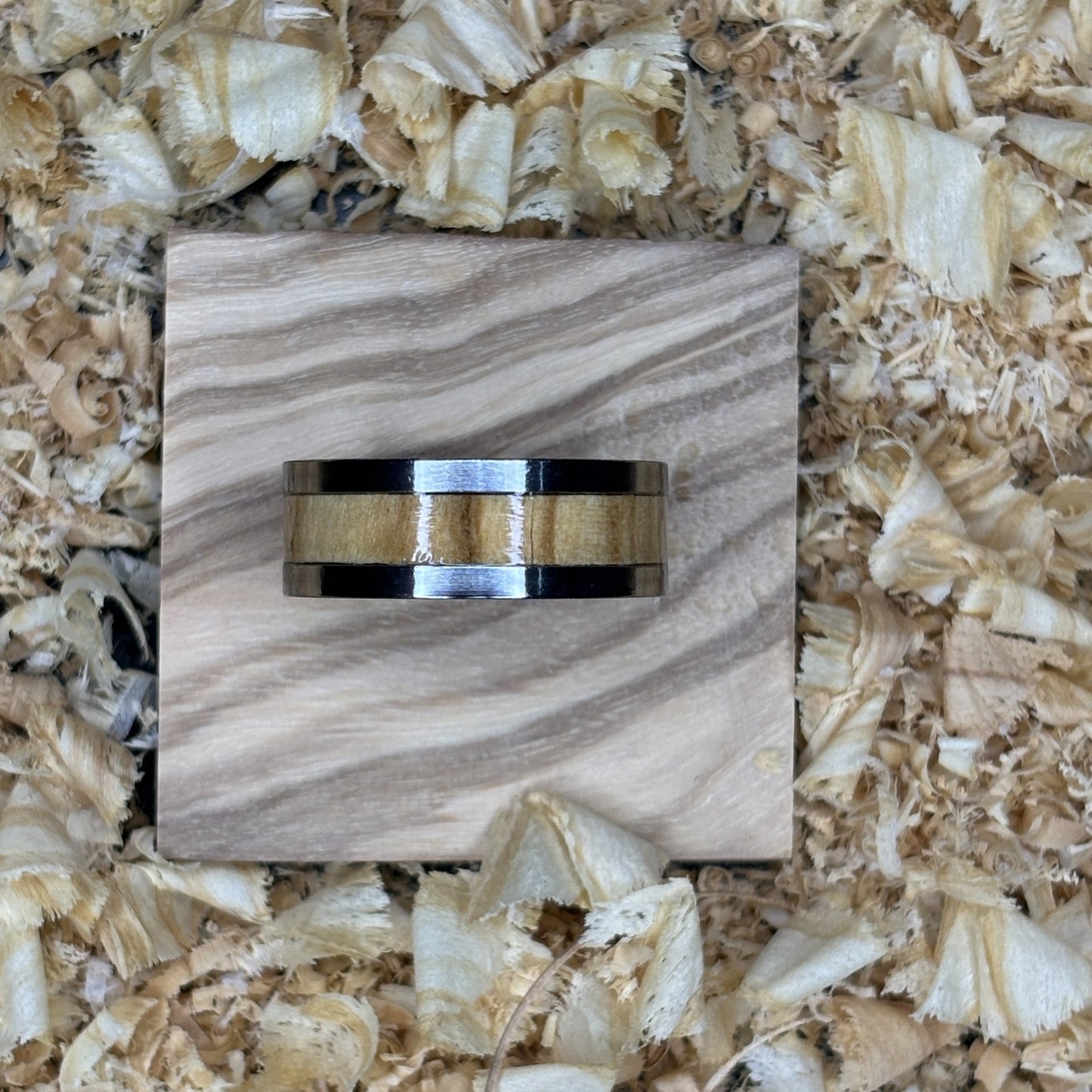 Olivewood Ring (Stainless Steel) Size 8 FREE SHIPPING